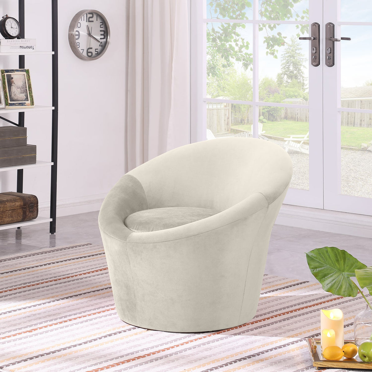 Tristan Cream Velvet Upholstered Accent Chair