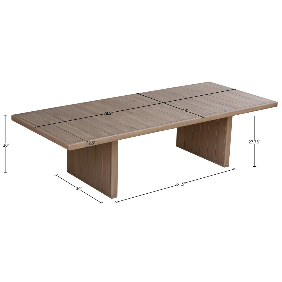 Solace 88.5in 114.75in Natural Acacia Wood Outdoor Patio Dining Table