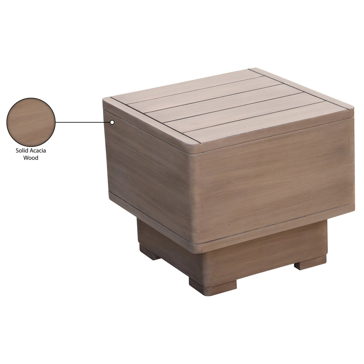 Solace Natural Acacia Wood Outdoor Patio End Side Table Set of 2