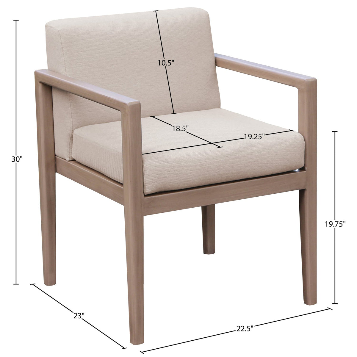 Solace Beige Olefin Performance Fabric Outdoor Patio Dining Arm Chair