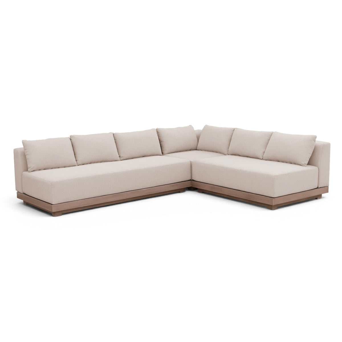 Solace Beige Olefin Performance Fabric 3pc. Outdoor Patio Modular Sectional in beige olefin, primary product view