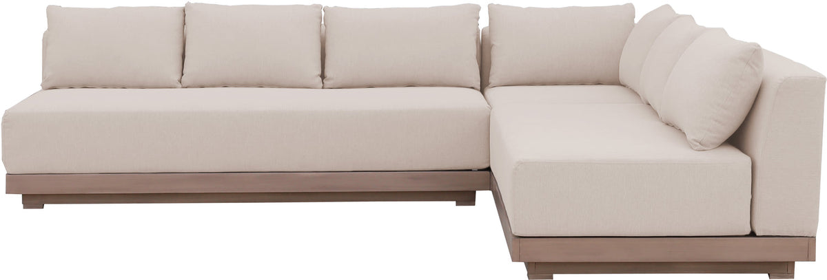 Solace Beige Olefin Performance Fabric 3 Piece Outdoor Patio Modular Sectional Sofa