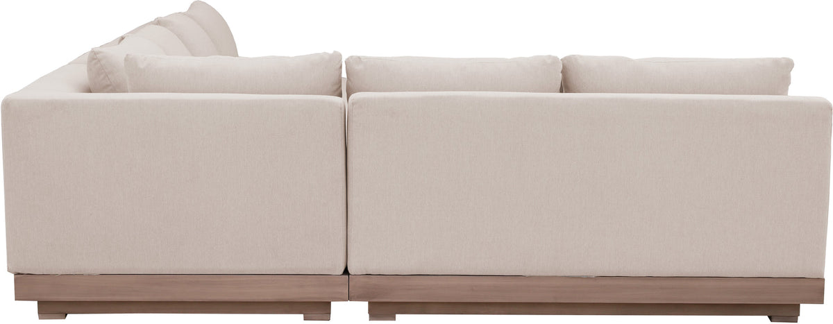 Solace Beige Olefin Performance Fabric 3 Piece Outdoor Patio Modular Sectional Sofa