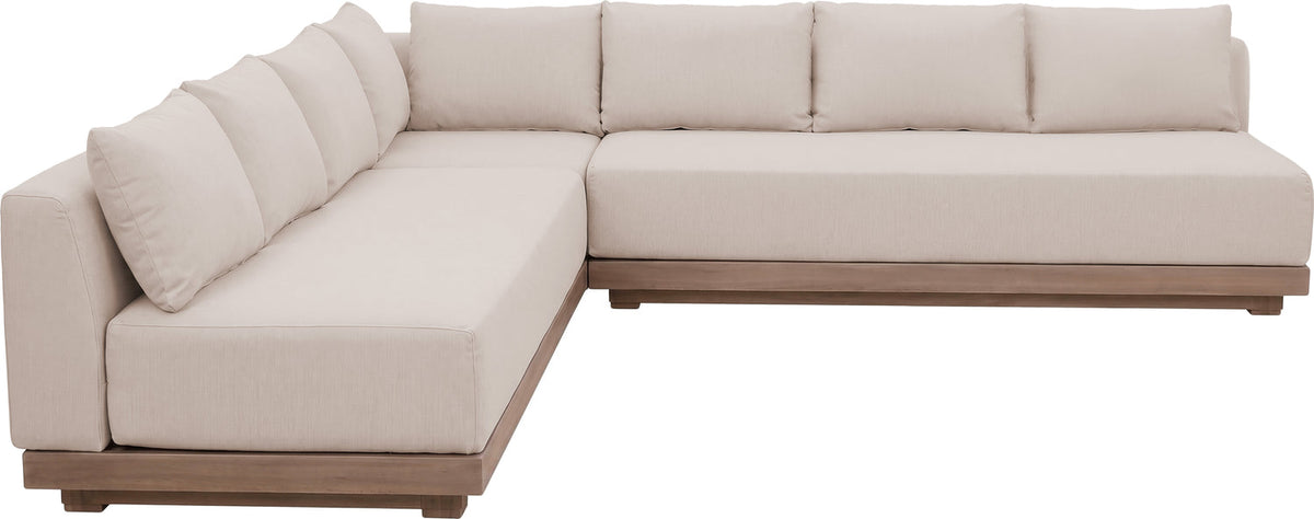 Solace Beige Olefin Performance Fabric 3 Piece Outdoor Patio Modular Sectional Sofa