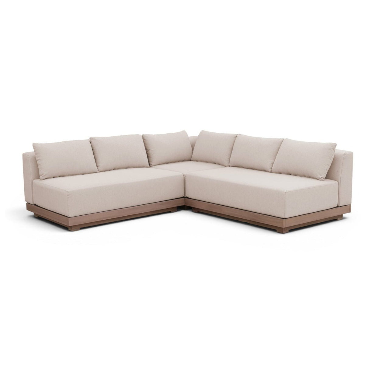 Solace Beige Olefin Performance Fabric 3pc. Outdoor Patio Modular Sectional in beige olefin, primary product view