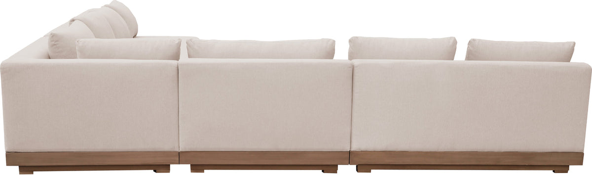Solace Beige Olefin Performance Fabric 4 Piece Outdoor Patio Modular Sectional Sofa