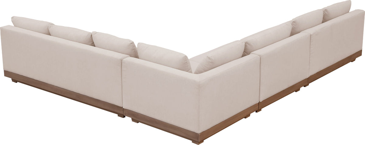 Solace Beige Olefin Performance Fabric 4 Piece Outdoor Patio Modular Sectional Sofa