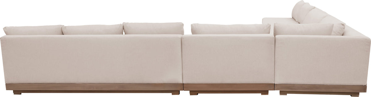 Solace Beige Olefin Performance Fabric 5 Piece Outdoor Patio Modular Sectional Sofa