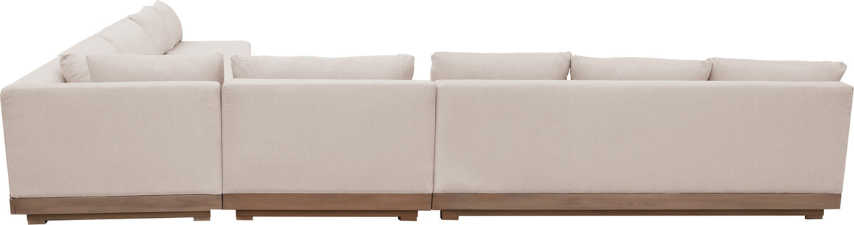 Solace Beige Olefin Performance Fabric 5 Piece Outdoor Patio Modular Sectional Sofa