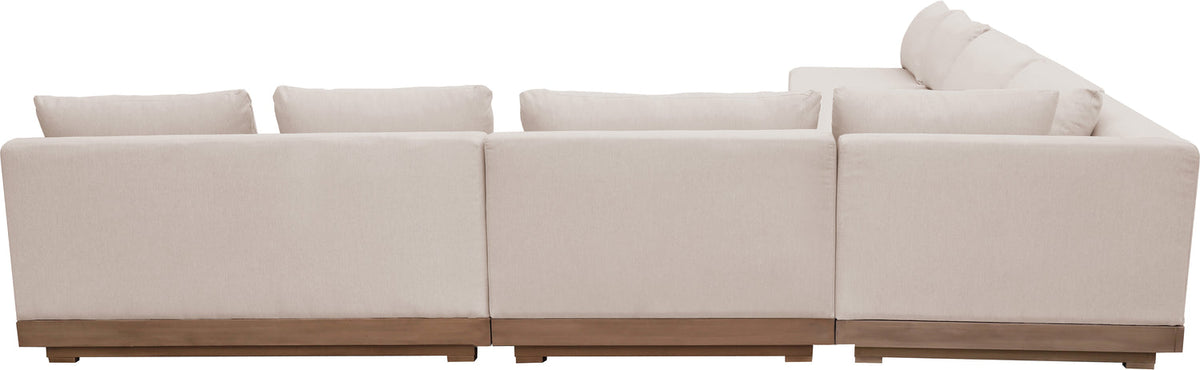 Solace Beige Olefin Performance Fabric 5 Piece Outdoor Patio Modular Sectional Sofa
