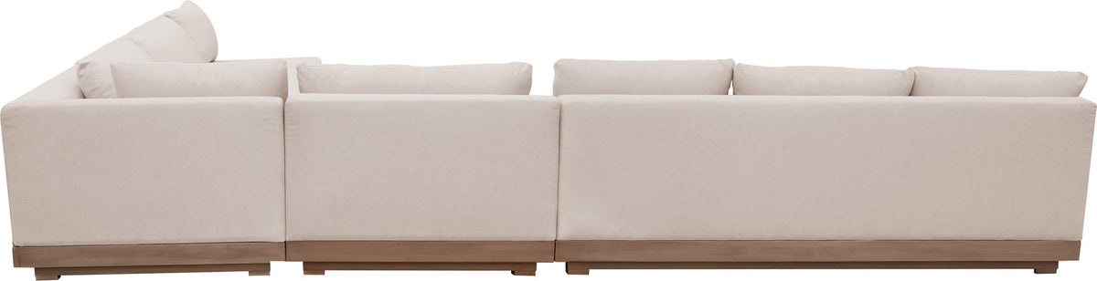Solace Beige Olefin Performance Fabric 5 Piece Outdoor Patio Modular Sectional Sofa