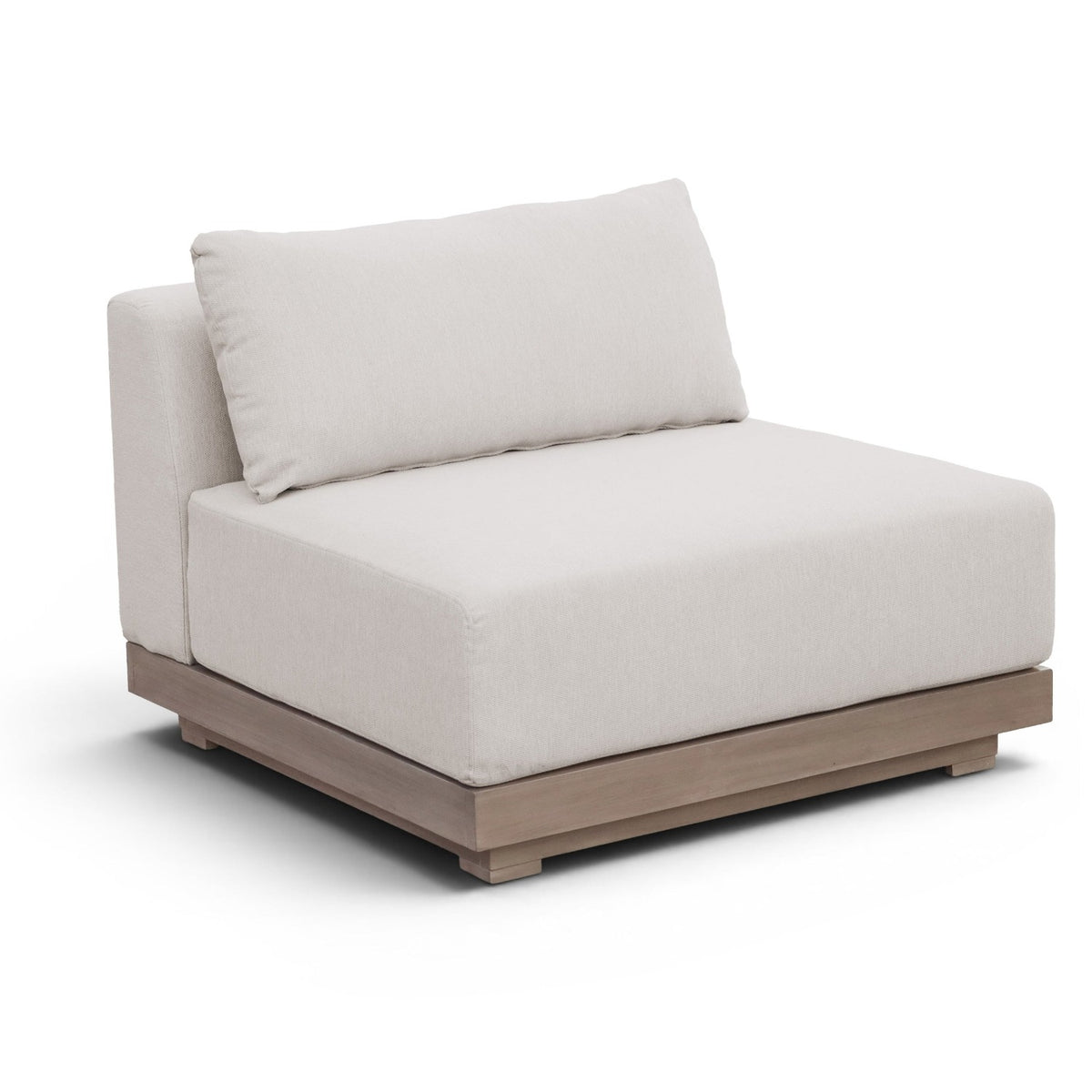 Solace Cream Olefin Performance Fabric Outdoor Patio Modular Armless Chair in cream olefin, primary product view
