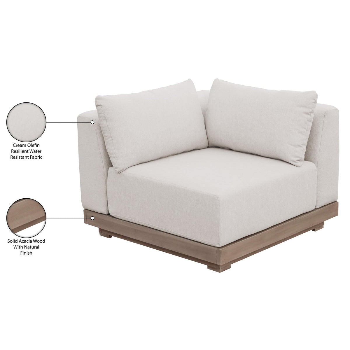Solace Cream Olefin Performance Fabric Outdoor Patio Modular Corner Chair