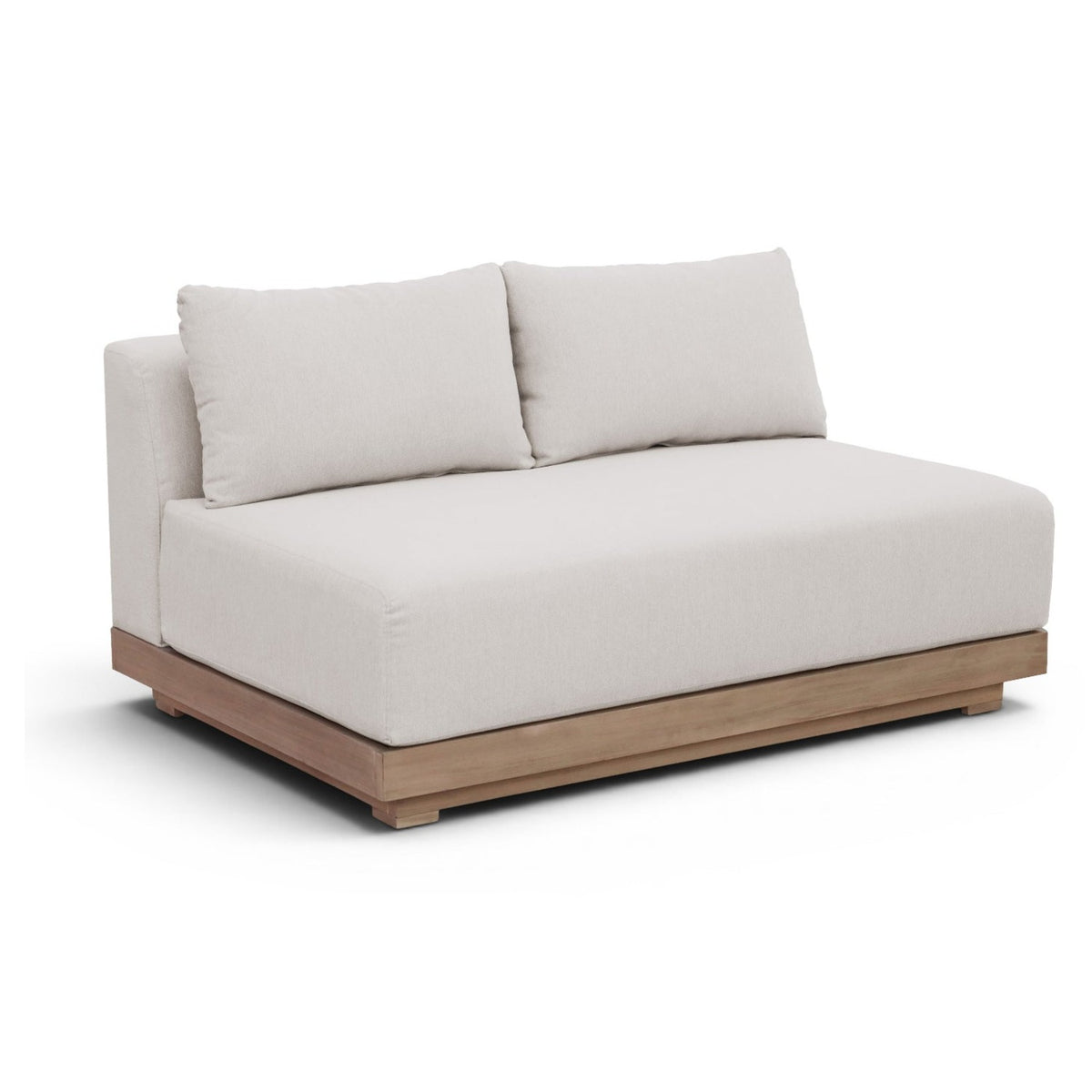 Solace 55" Cream Olefin Performance Fabric Outdoor Patio Modular Loveseat in cream olefin, primary product view
