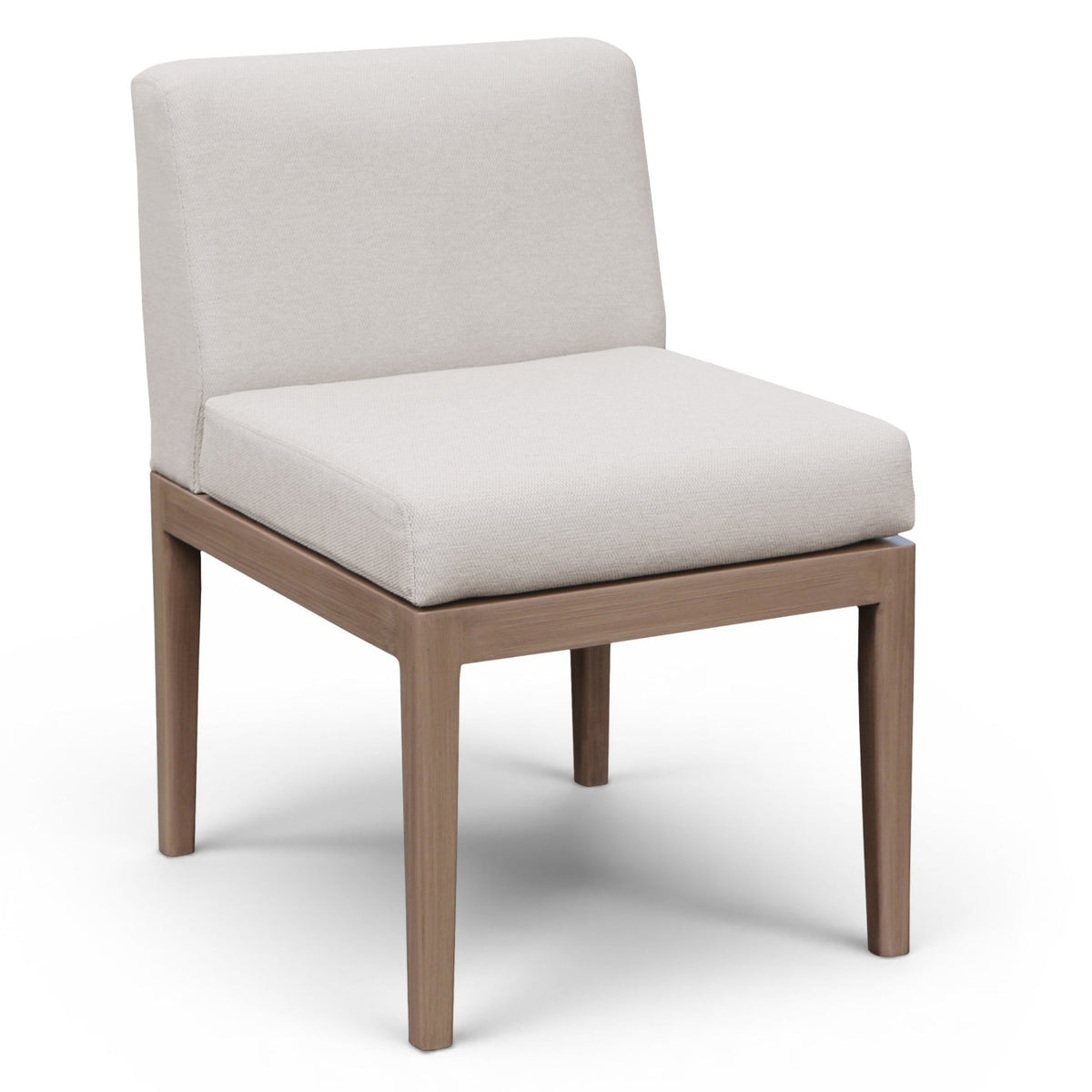 Solace Cream Olefin Performance Fabric Outdoor Patio Dining Side Chair in cream olefin, acacia frame, primary product view