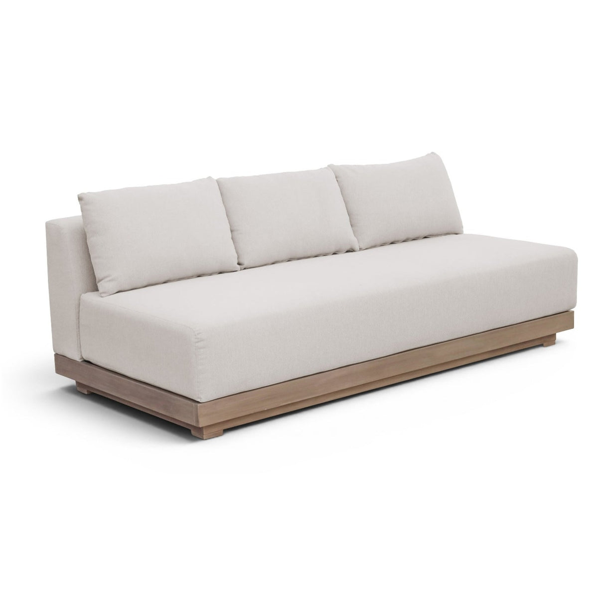 Solace 77" Cream Olefin Performance Fabric Outdoor Patio Modular Sofa in cream olefin, primary product view
