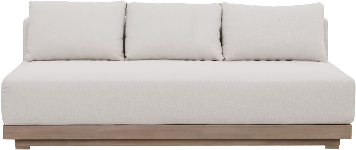 Solace 77in Cream Olefin Performance Fabric Outdoor Patio Modular Sofa