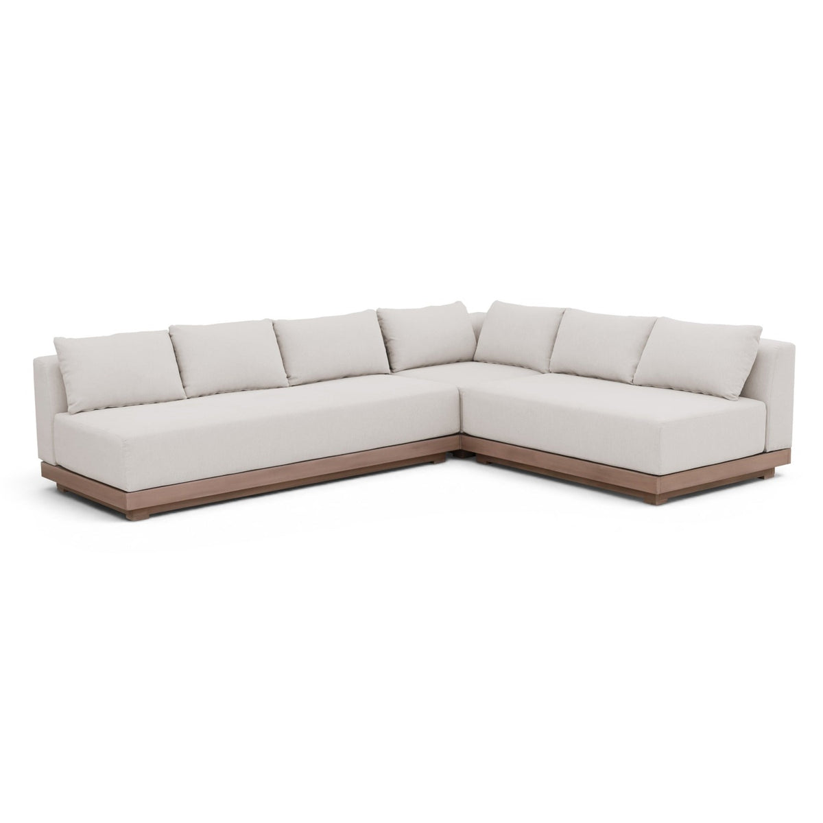Solace Cream Olefin Performance Fabric 3pc. Outdoor Patio Modular Sectional in cream olefin, primary product view