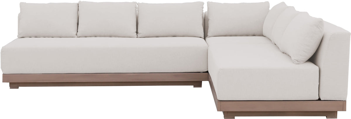 Solace Cream Olefin Performance Fabric 3 Piece Outdoor Patio Modular Sectional Sofa