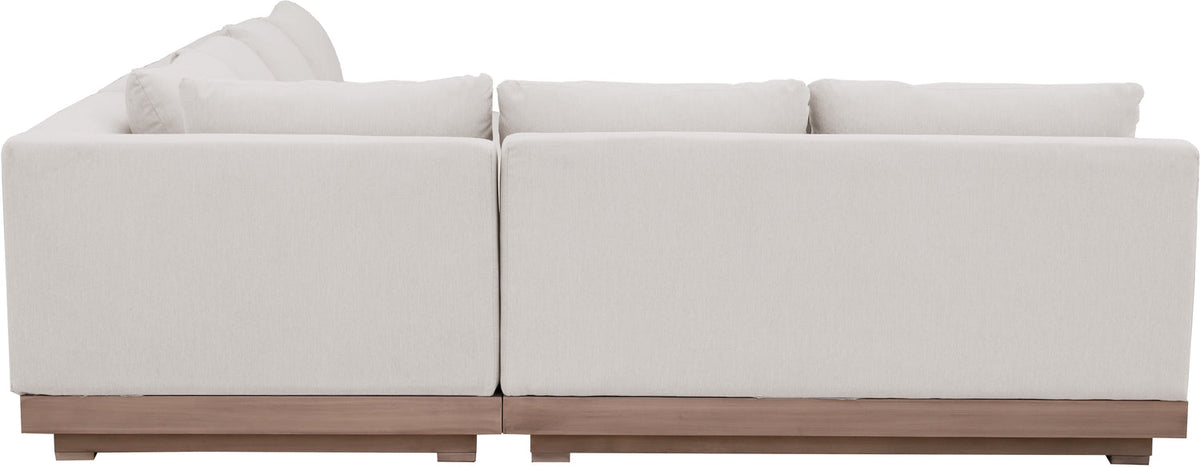 Solace Cream Olefin Performance Fabric 3 Piece Outdoor Patio Modular Sectional Sofa