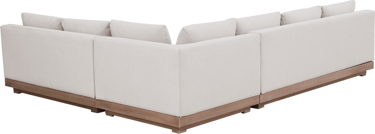 Solace Cream Olefin Performance Fabric 3 Piece Outdoor Patio Modular Sectional Sofa