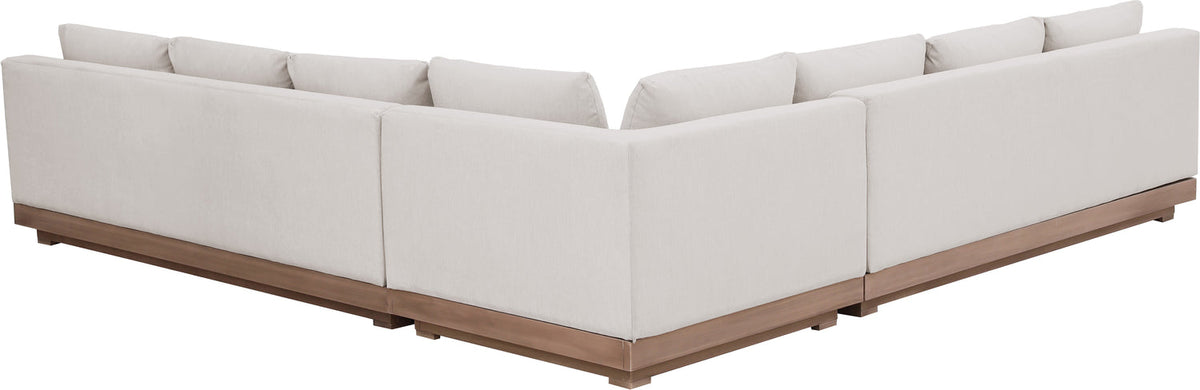 Solace Cream Olefin Performance Fabric 3 Piece Outdoor Patio Modular Sectional Sofa
