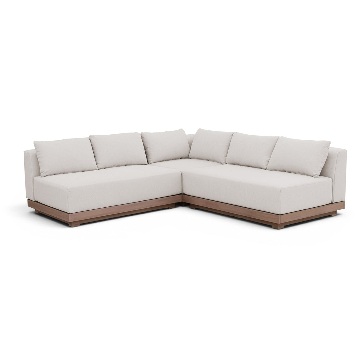 Solace Cream Olefin Performance Fabric 3pc. Outdoor Patio Modular Sectional in cream olefin, primary product view
