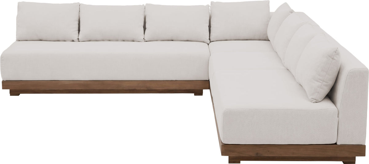 Solace Cream Olefin Performance Fabric 4 Piece Outdoor Patio Modular Sectional Sofa