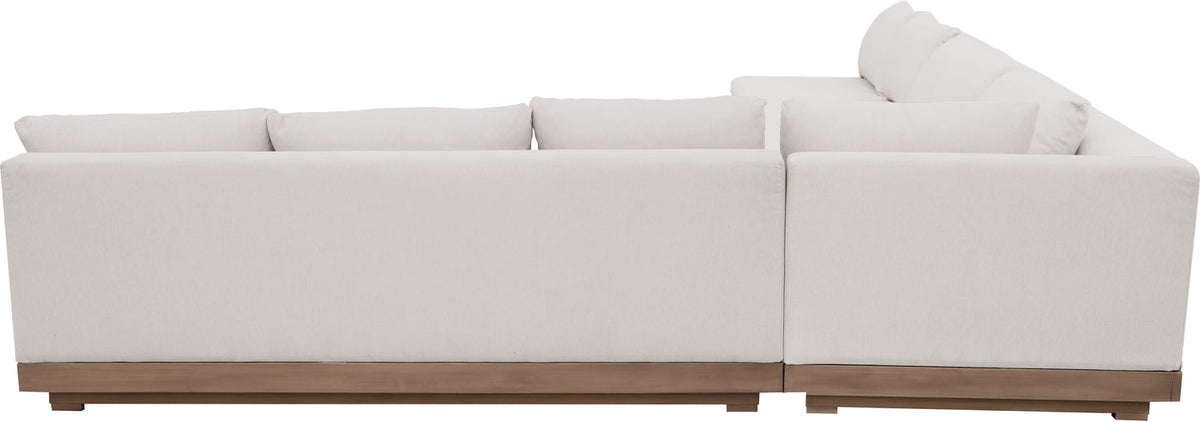 Solace Cream Olefin Performance Fabric 4 Piece Outdoor Patio Modular Sectional Sofa