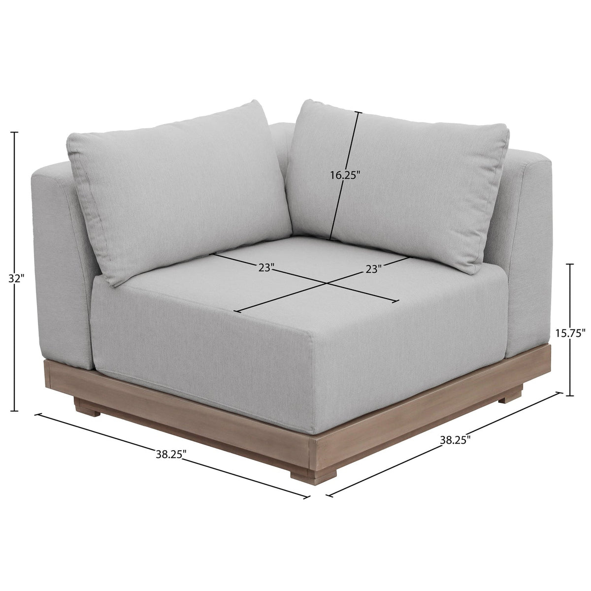 Solace Grey Olefin Performance Fabric Outdoor Patio Modular Corner Chair