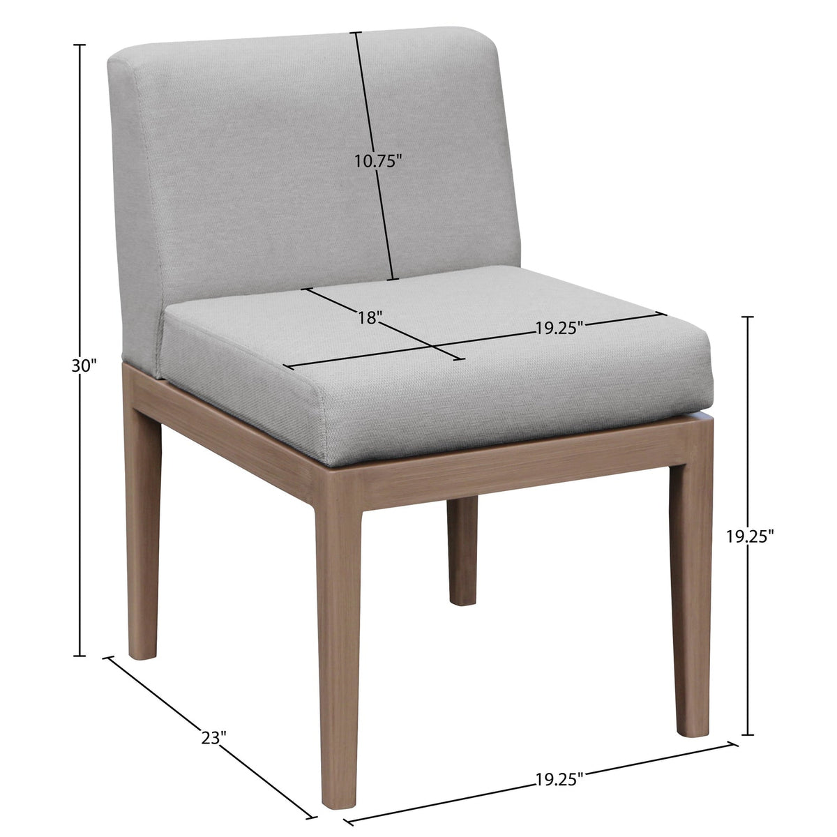 Solace Grey Olefin Performance Fabric Outdoor Patio Dining Side Chair