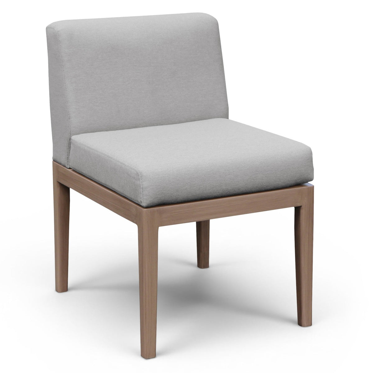 Solace Grey Olefin Performance Fabric Outdoor Patio Dining Side Chair in acacia wood, primary product view