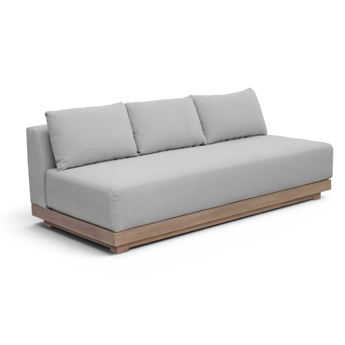 Solace 77" Grey Olefin Performance Fabric Outdoor Patio Modular Sofa in grey olefin, primary product view