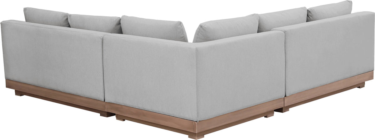 Solace Grey Olefin Performance Fabric 3 Piece Outdoor Patio Modular Sectional Sofa
