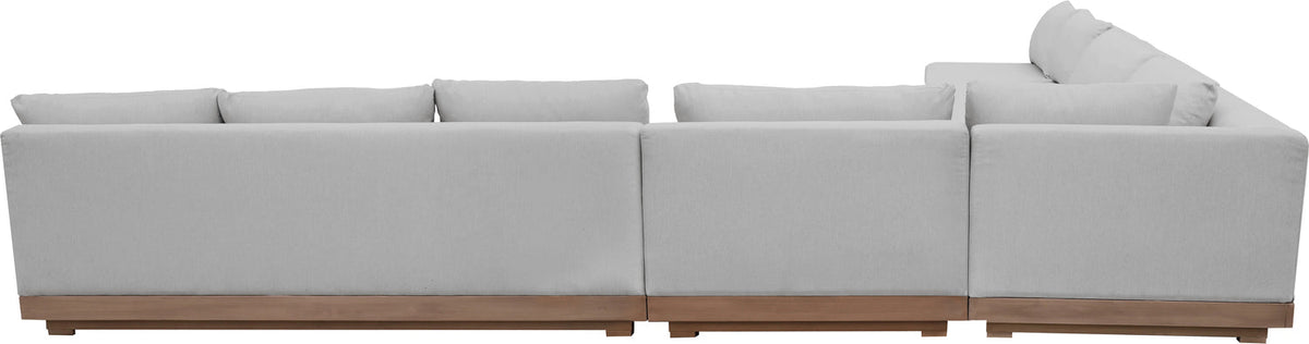 Solace Grey Olefin Performance Fabric 5 Piece Outdoor Patio Modular Sectional Sofa