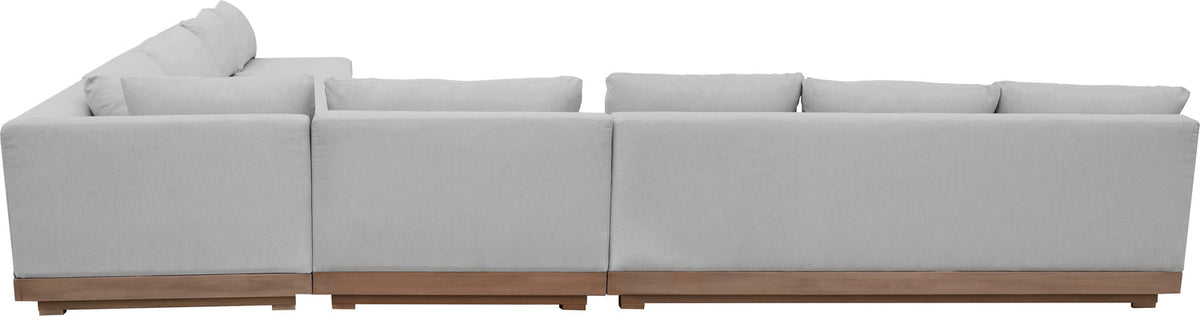 Solace Grey Olefin Performance Fabric 5 Piece Outdoor Patio Modular Sectional Sofa