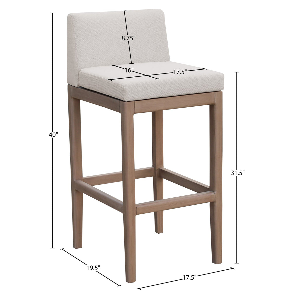 Solace Cream Olefin Performance Fabric Outdoor Patio Bar Stool