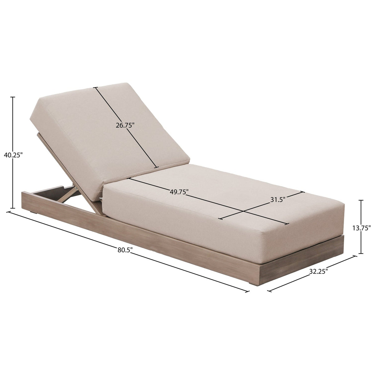 Solace Beige Olefin Performance Fabric Outdoor Patio Lounge Chair