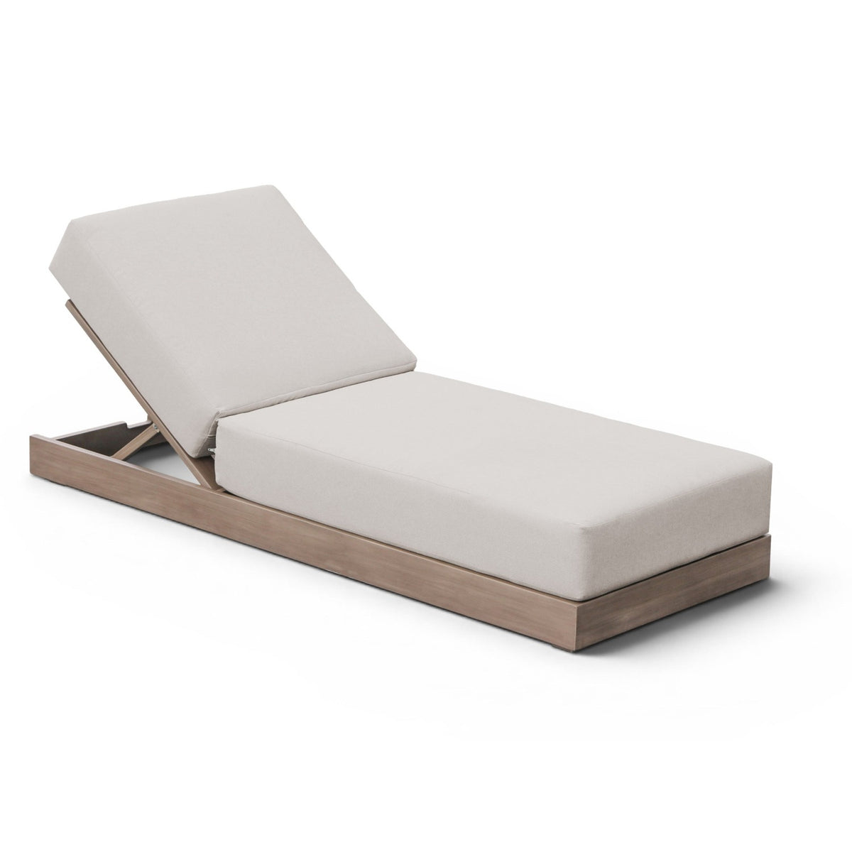 Solace Cream Olefin Performance Fabric Outdoor Patio Lounge Chair in cream olefin on natural acacia, primary product view