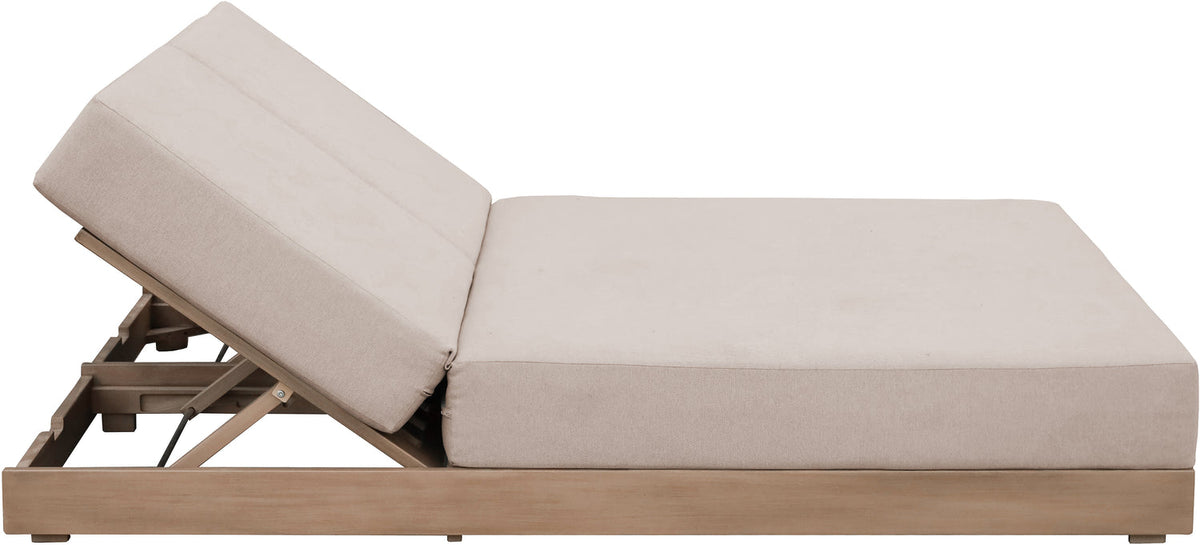 Solace Beige Olefin Performance Fabric Outdoor Patio Double Lounge Chair