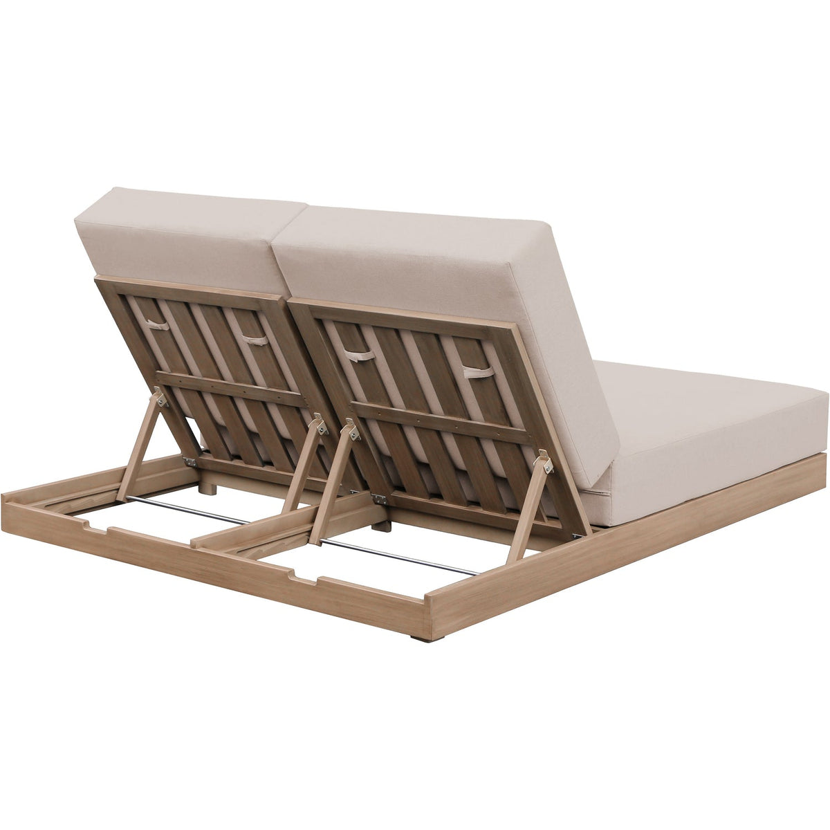 Solace Beige Olefin Performance Fabric Outdoor Patio Double Lounge Chair