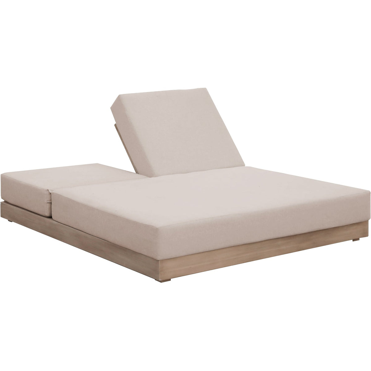 Solace Beige Olefin Performance Fabric Outdoor Patio Double Lounge Chair