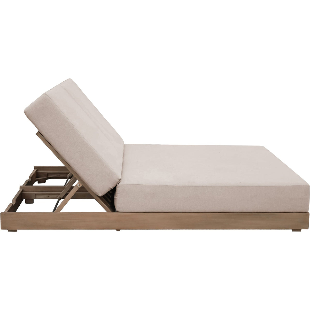 Solace Beige Olefin Performance Fabric Outdoor Patio Double Lounge Chair