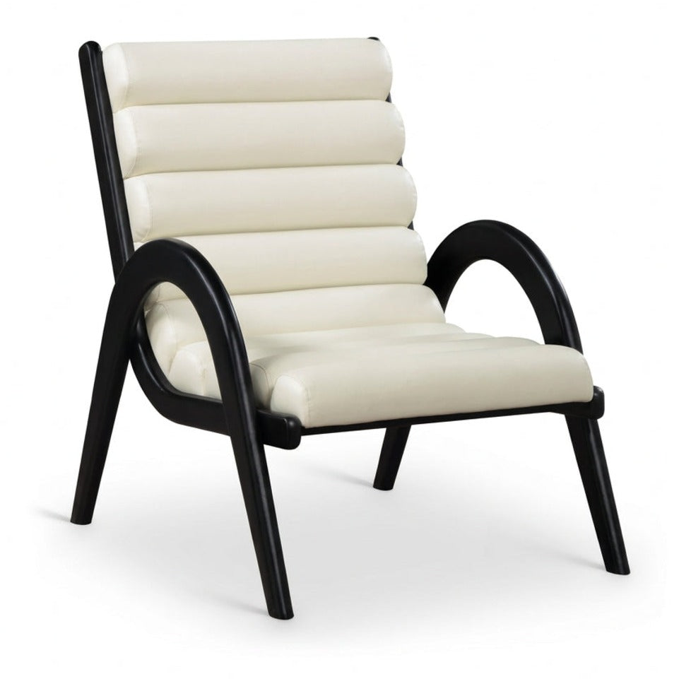 Randal Accent Chair in cream vegan leather with black-finish wood frame, primary product view