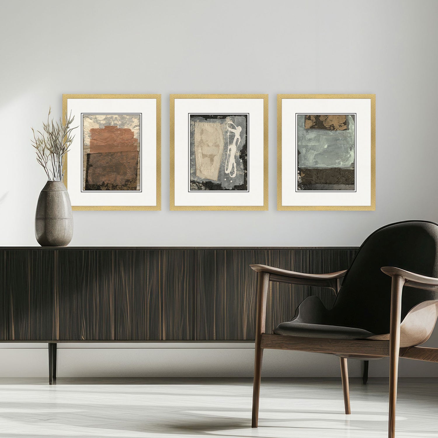 Sarah Lang Textural Echo I Framed Art Set of 3