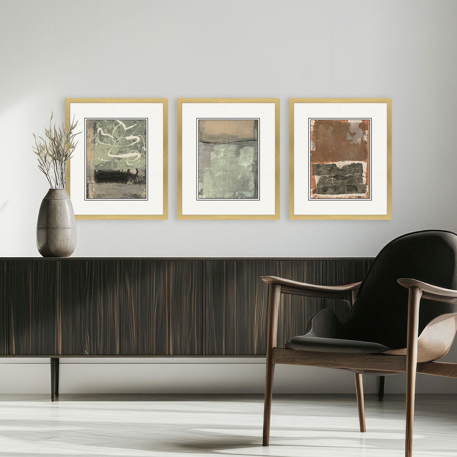 Sarah Lang Textural Echo II Framed Art Set of 3