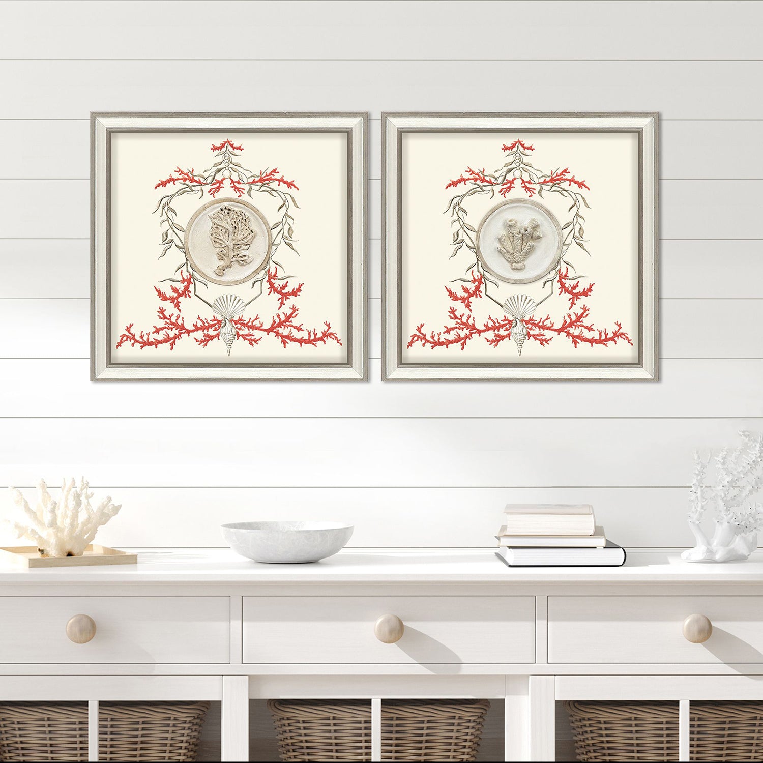 PopJoy Studio Coral Elegance I Framed Art Set of 2