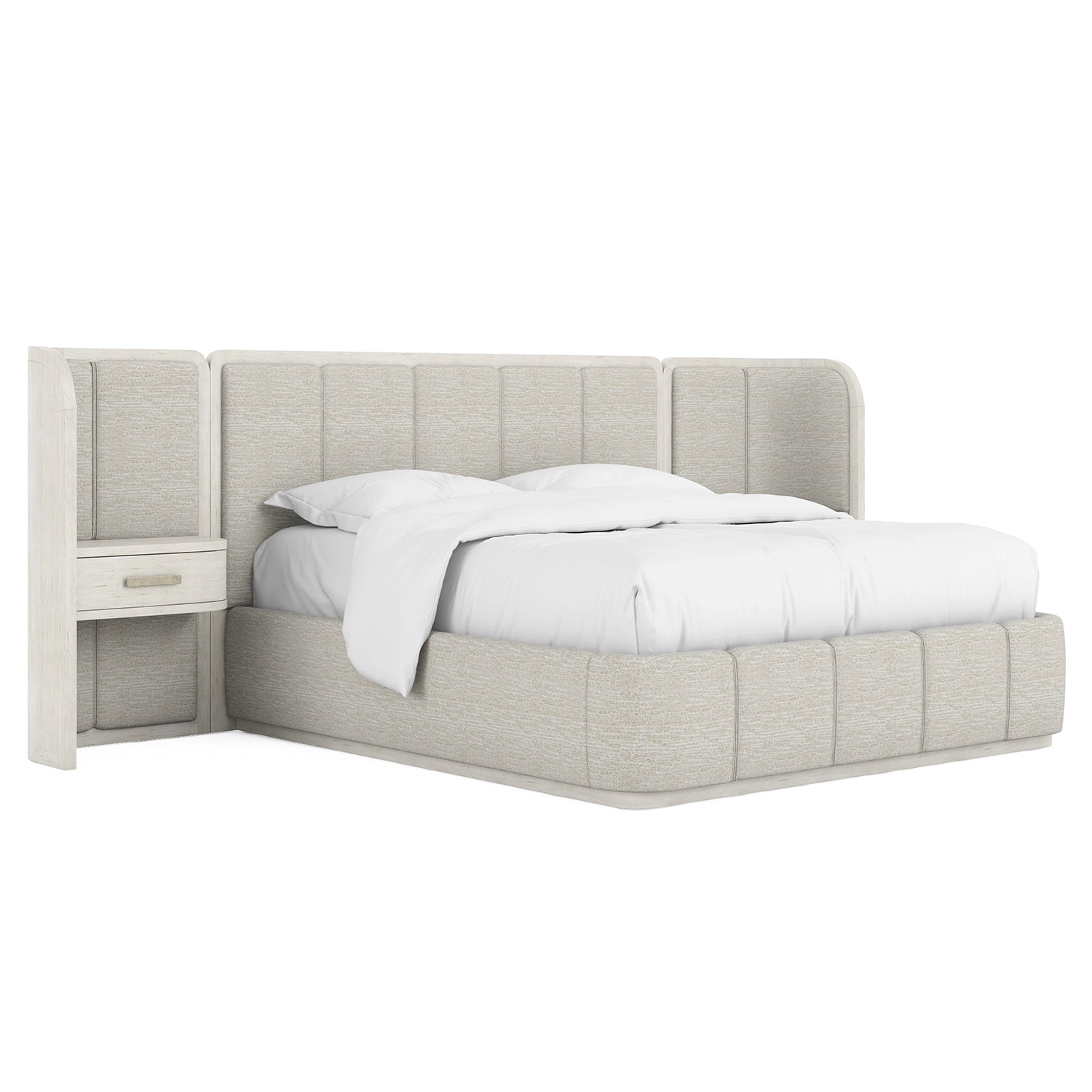 A.R.T. Furniture Ashlar Upholstered Wall Panel Bed with Nightstand