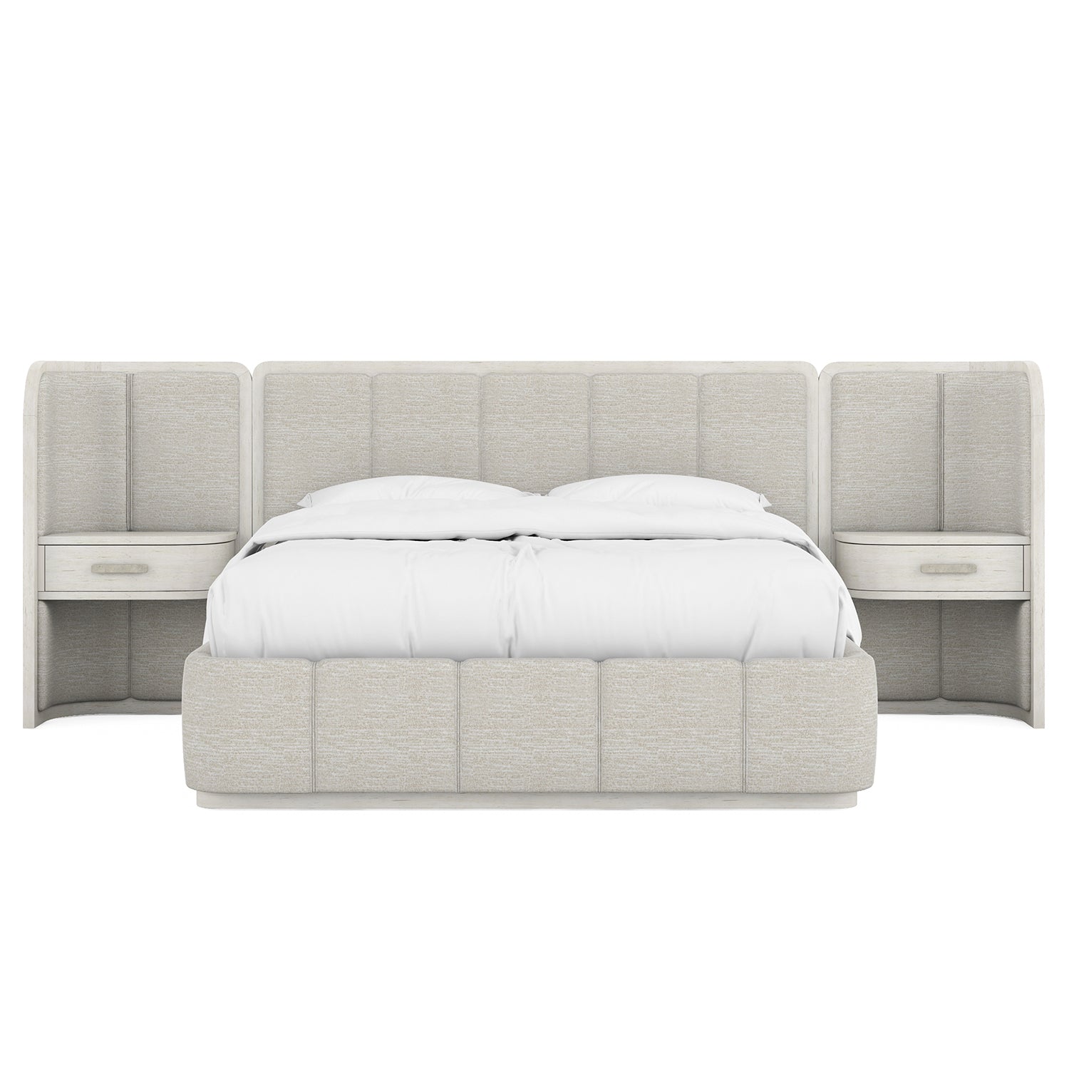 A.R.T. Furniture Ashlar Upholstered Wall Panel Bed with Nightstand