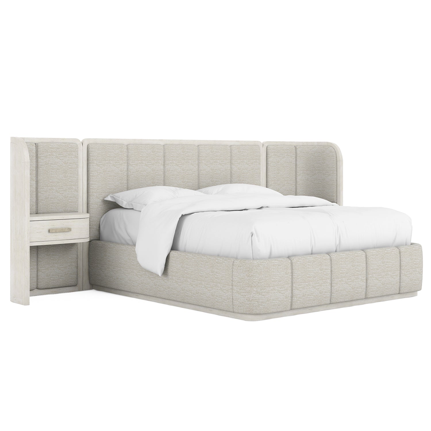 A.R.T. Furniture Ashlar Upholstered Wall Panel Bed with Nightstand